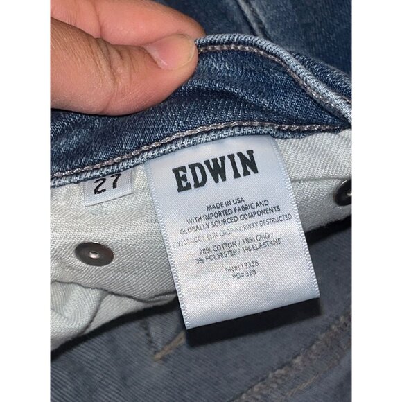 Edwin Erin Crop Distressed Straight Jeans Womens Size 27 - Picture 9 of 13